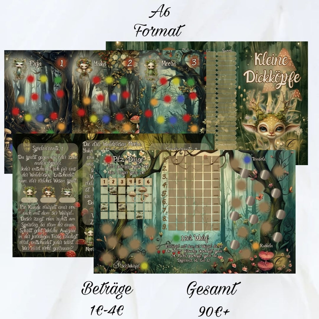 Kleine Dickköpfe - Sparspiel A6 inkl. 3er Würfel