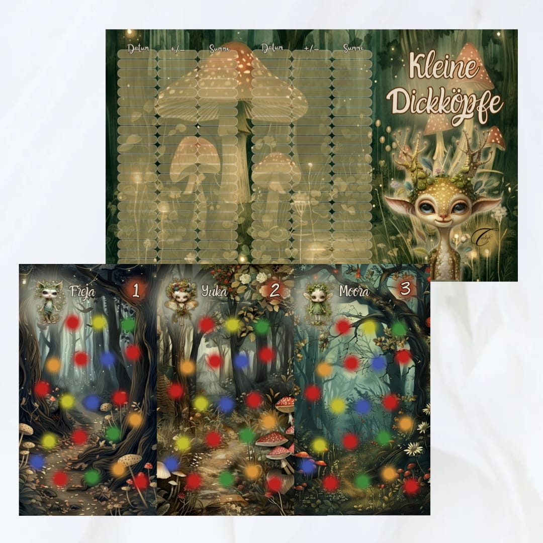 Kleine Dickköpfe - Sparspiel A6 inkl. 3er Würfel