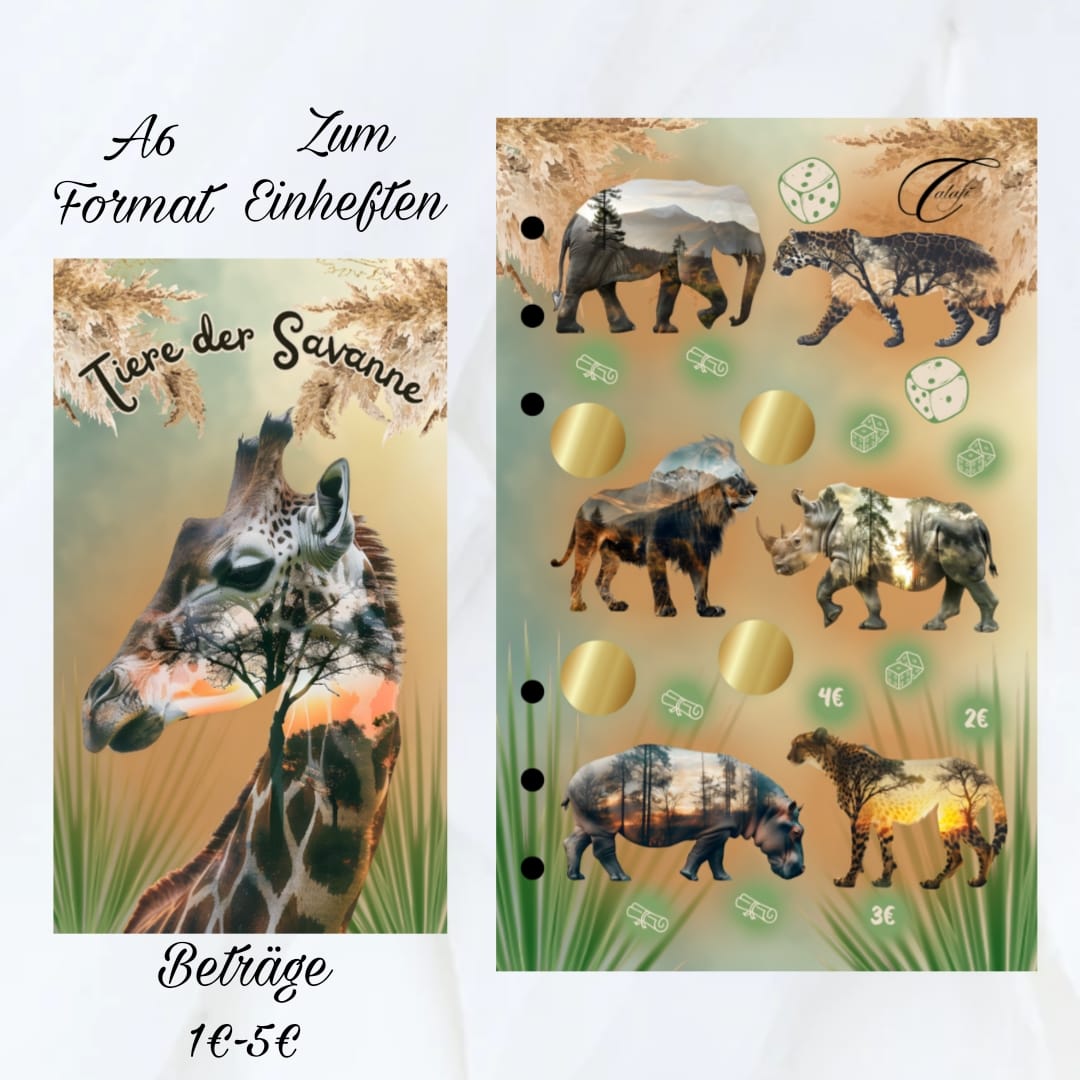 Tiere Der Savanne - Einheftchallenge A6